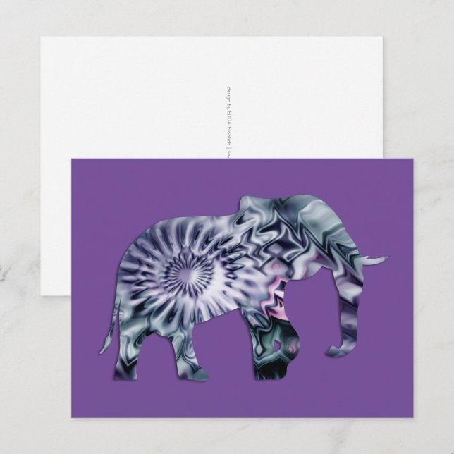 Postal Bienestar animal - Elephant Silhouette Fractal 2 (Anverso / Reverso)