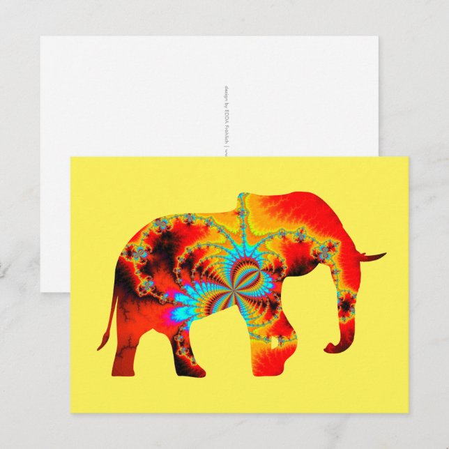 Postal Bienestar Animal - Silueta de Elefante Fractal 1 (Anverso / Reverso)