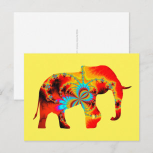Postal Bienestar Animal - Silueta de Elefante Fractal 1