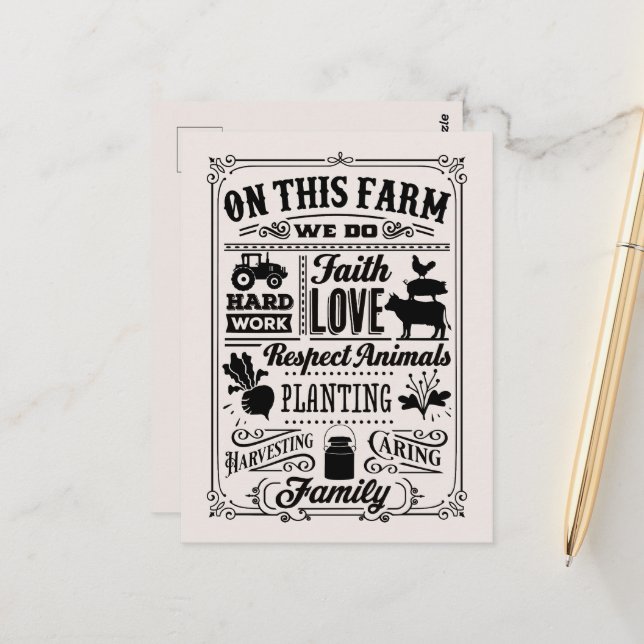 Postal Bienvenida a Cute Farmhouse agregar mensaje de bie (Anverso/Reverso In Situ)