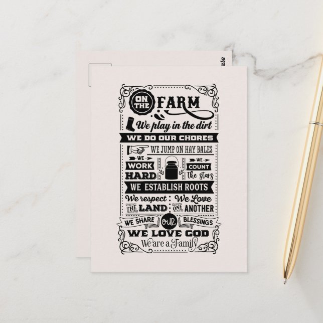 Postal Bienvenida a Cute Farmhouse agregar mensaje de bie (Anverso/Reverso In Situ)