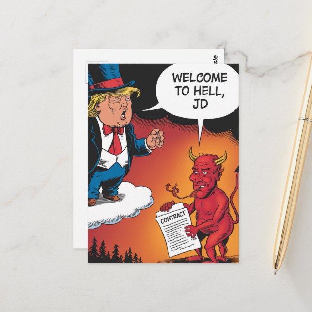 Postal Bienvenida al infierno JD a Trump y Personalizado  (Anverso/Reverso In Situ)