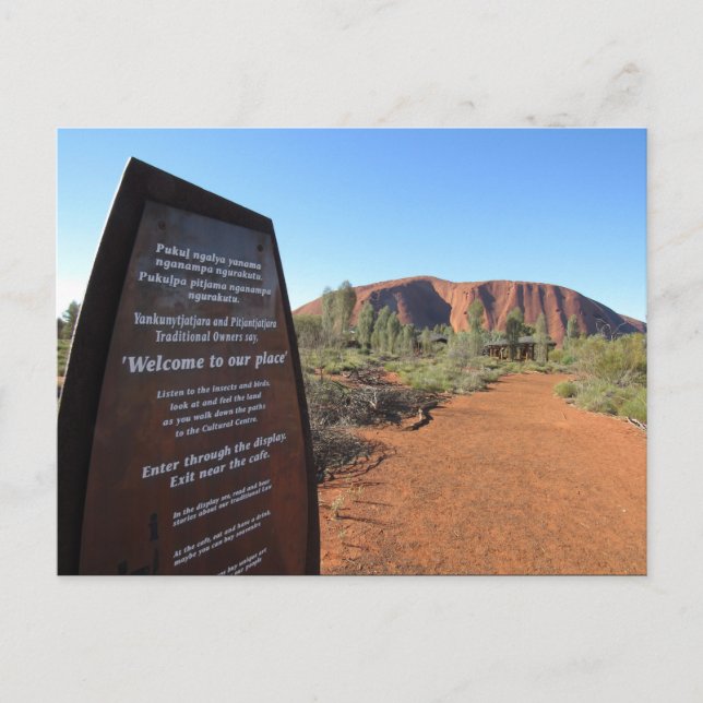 Postal bienvenida de uluru (Anverso)