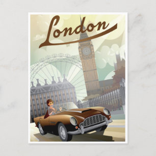 Postal Bienvenida del London England Retro Travel Art Vin