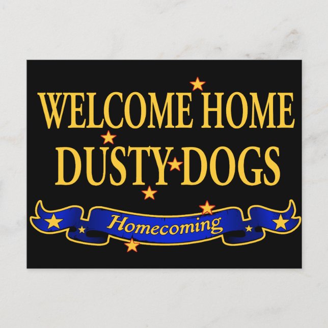 Postal Bienvenida Dusty Dogs en Casa (Anverso)
