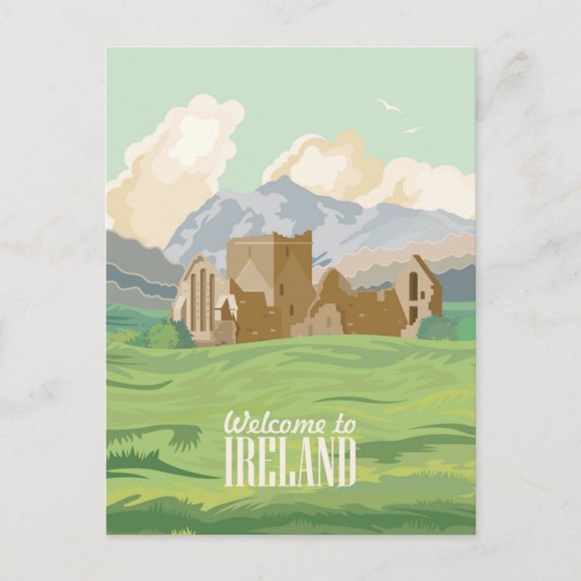 Postal Bienvenida vintage a Irlanda europa irish dublin (Anverso)