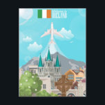 Postal Bienvenida vintage a Irlanda europa irish dublin<br><div class="desc">vintage,  retro,  travel,  moderno,  acuarela,  clásico,  bienvenido a Irlanda,  europa,  dublin, </div>