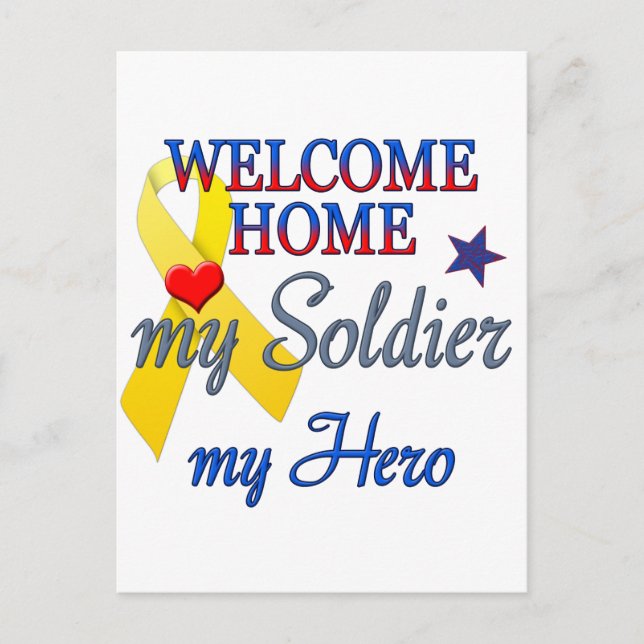 Postal Bienvenido a casa mi soldado mi héroe (Anverso)