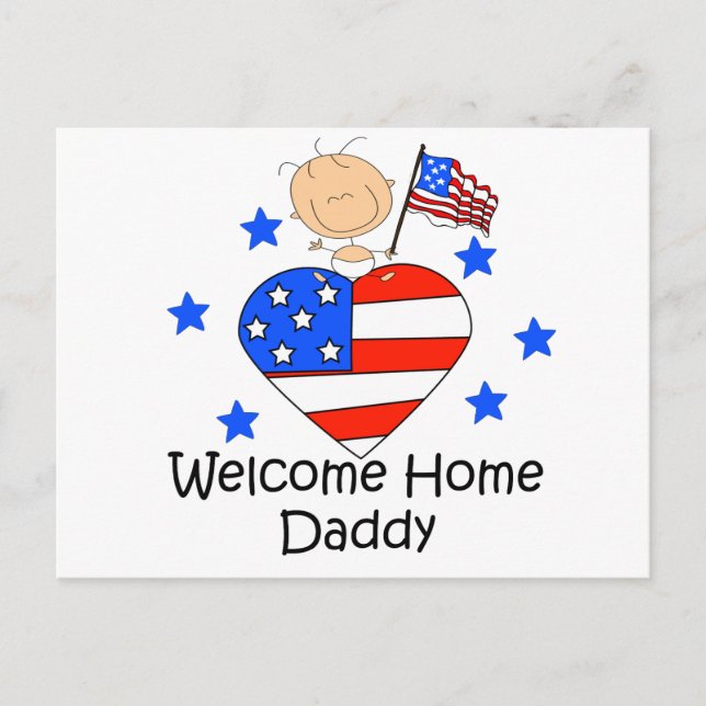 Postal Bienvenido a casa Papi Stick Ver a bebé (Anverso)