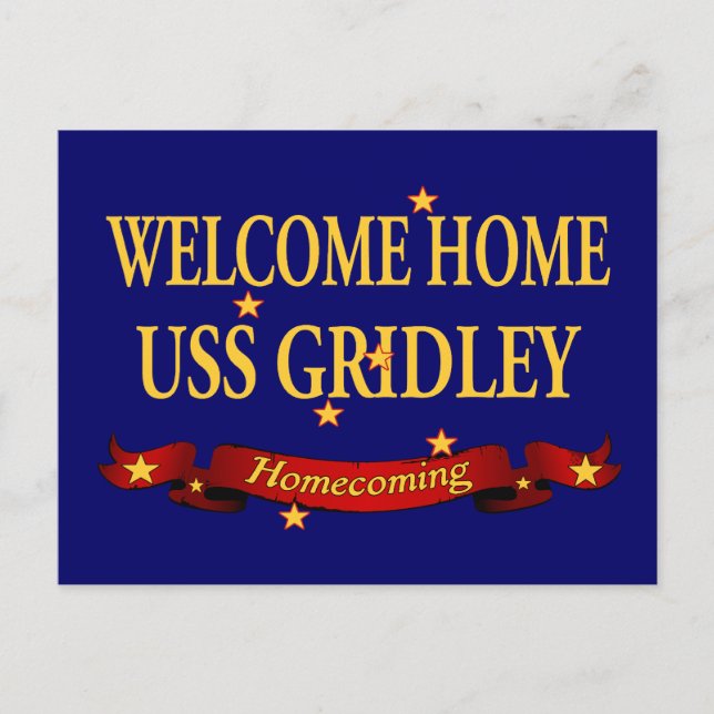 Postal Bienvenido a casa USS Gridley (Anverso)