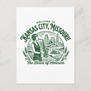 Postal Bienvenido a Kansas City Missouri El Corazón de Am