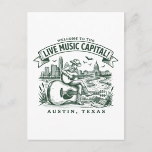 Postal Bienvenido a la capital de la música en vivo Austi