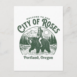 Postal Bienvenido a la Ciudad de las Rosas Portland Ciuda