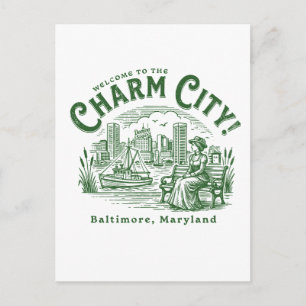 Postal Bienvenido a la ciudad encantadora Baltimore Ciuda