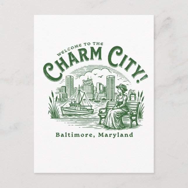 Postal Bienvenido a la ciudad encantadora Baltimore Ciuda (Anverso)