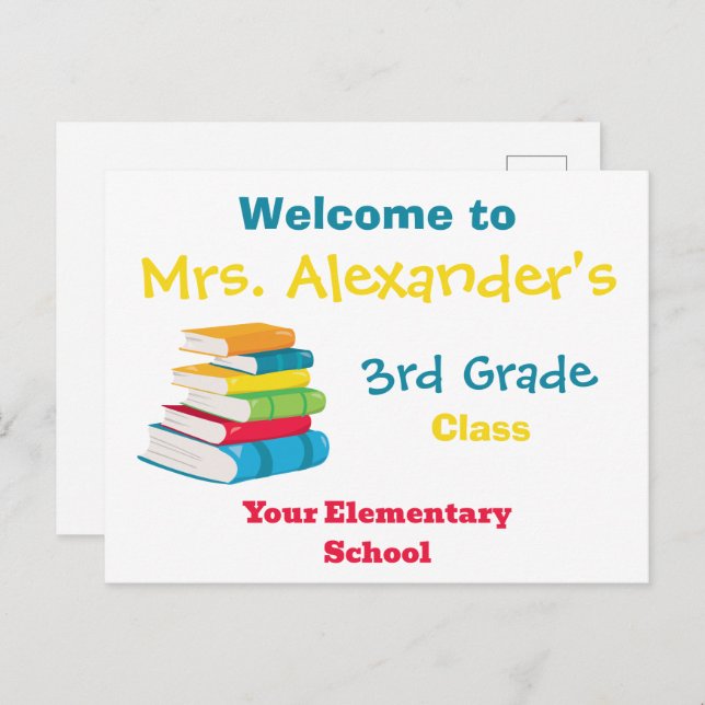 Postal Bienvenido a la clase de vuelta a la escuela (Anverso / Reverso)
