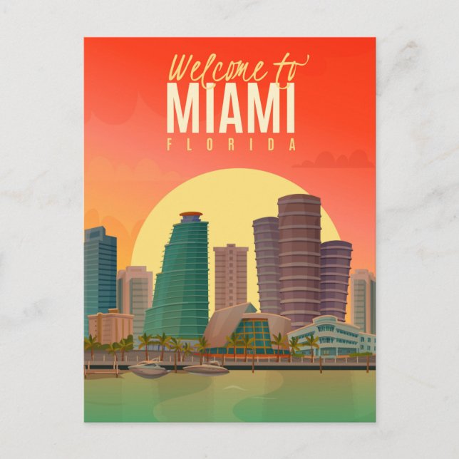 Postal Bienvenido a Miami Florida (Anverso)