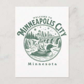 Postal Bienvenido a Minneapolis Ciudad Minnesota