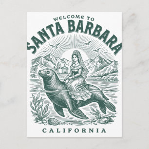Postal Bienvenido a Santa Bárbara Costa de California