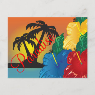 Postal Bienvenido a un hermoso paraíso tropical