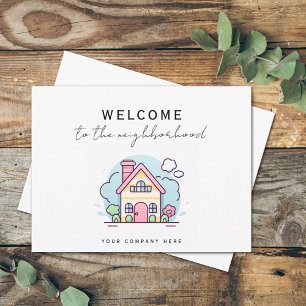 Postal Bienvenido al Barrio Pastel Cottage Art