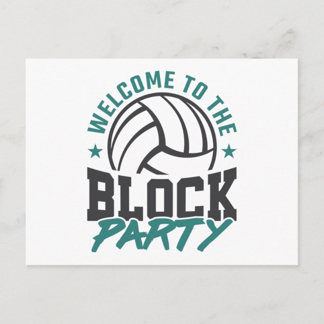 Postal Bienvenido al bloque central de voleibol Fiesta (Anverso)