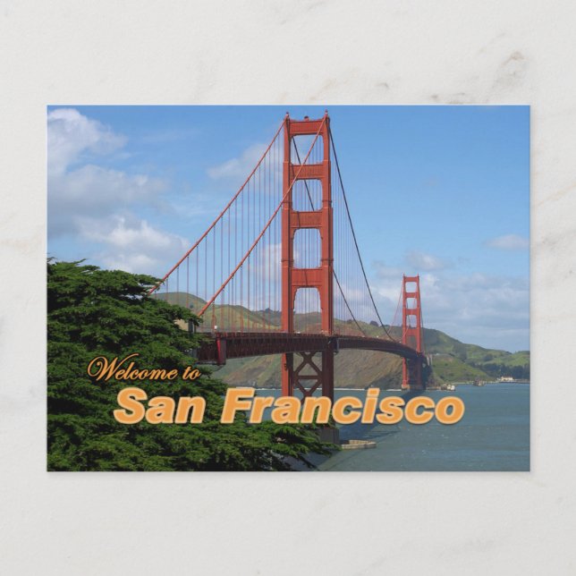 Postal Bienvenido al puente Golden Gate de San Francisco (Anverso)