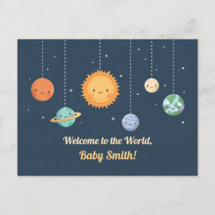 Postal Bienvenido bebé al Sol y Planetas Espacio Mundial