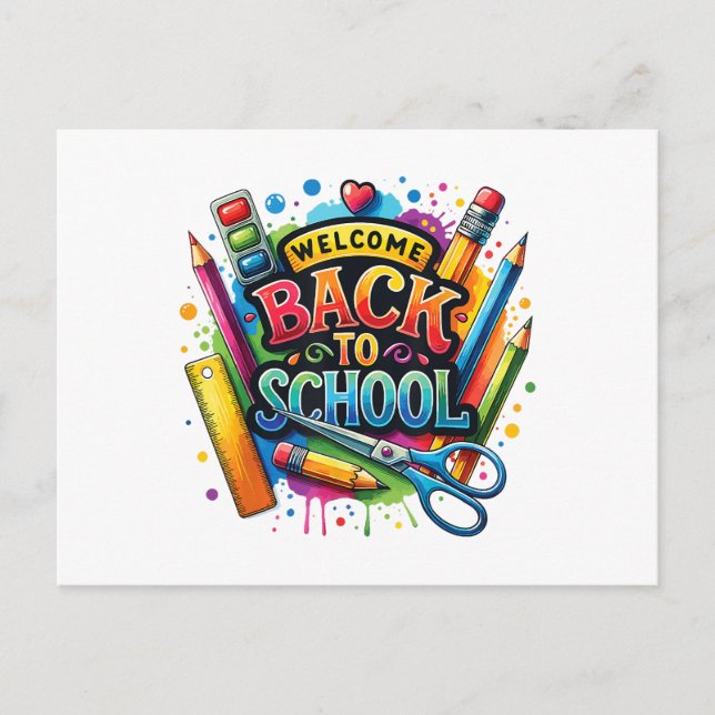 Postal Bienvenido de vuelta a la escuela, primer día de c (Anverso)