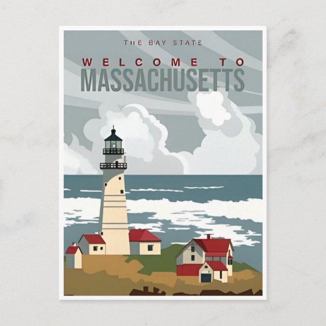 Postal Bienvenidos a Boston a Massachusetts Vintage Trave (Anverso)