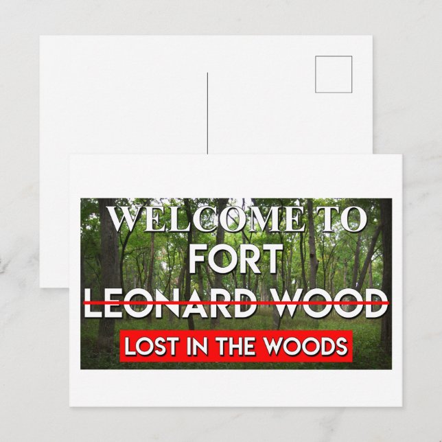 Postal Bienvenidos A Fort Leonard Wood Perdida En El Wood (Anverso / Reverso)