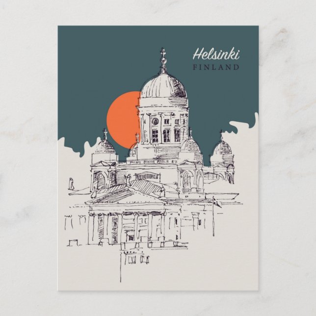 Postal Bienvenidos a la ciudad de Helsinki Finlandia (Anverso)