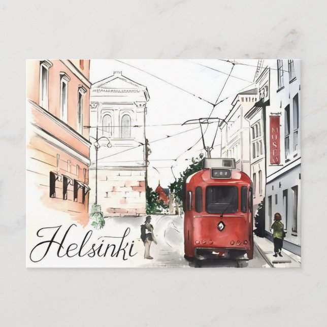 Postal Bienvenidos a la ciudad de Helsinki Finlandia (Anverso)