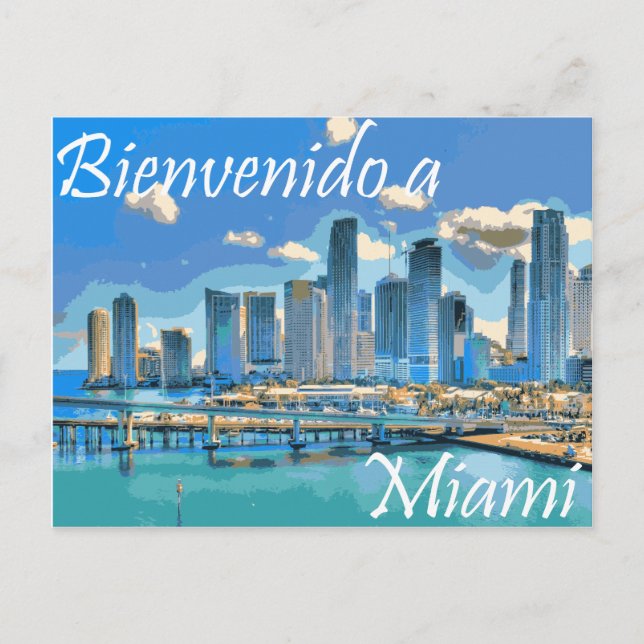 Postal Bienvenidos a la imagen emitida de Miami Spanish P (Anverso)