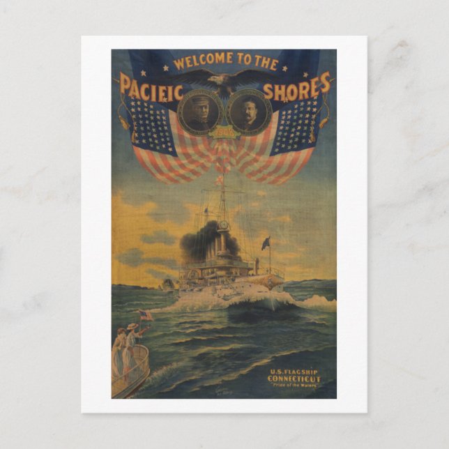Postal Bienvenidos a las costas del Pacífico. Flagship Co (Anverso)