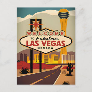 Postal Bienvenidos a las fabulosas Vegas Nevada