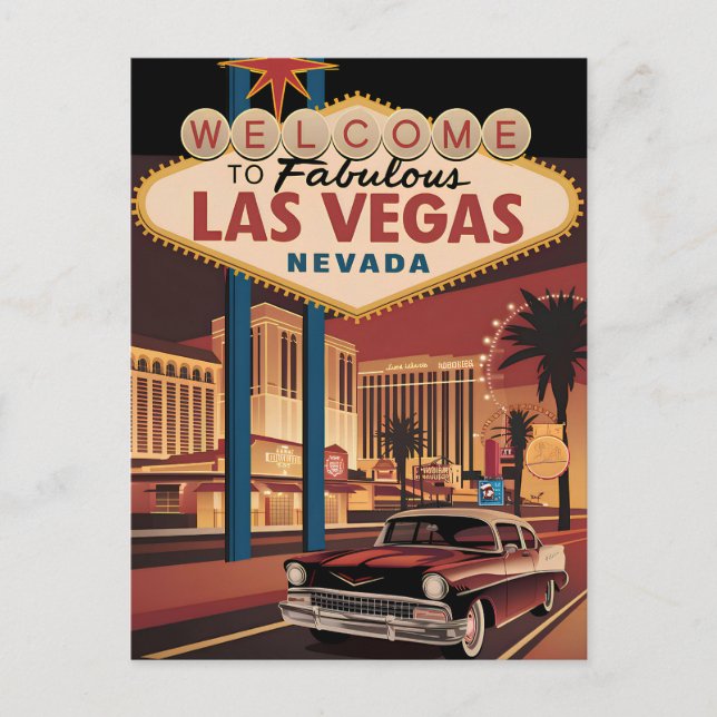 Postal Bienvenidos a las fabulosas Vegas Nevada (Anverso)