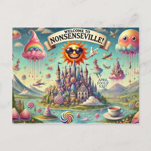 Postal ¡Bienvenidos a Nonsenseville!" (Anverso)