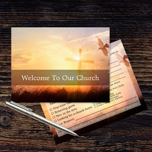 Postal Bienvenidos a nuestra iglesia Sunrise Dove Visitan
