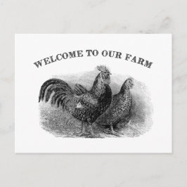Postal Bienvenidos a nuestro gallo de cosecha y pollo