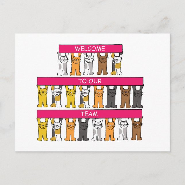 Postal Bienvenidos a nuestros gatos Personalizados de equ (Anverso)