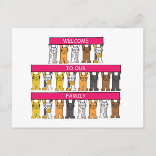 Postal Bienvenidos a nuestros gatos Personalizados de fam
