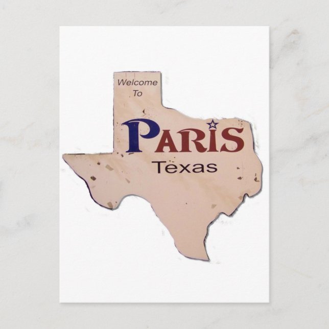 Postal Bienvenidos a París, Texas (Anverso)