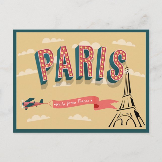 Postal Bienvenidos a Paris Vintage (Anverso)