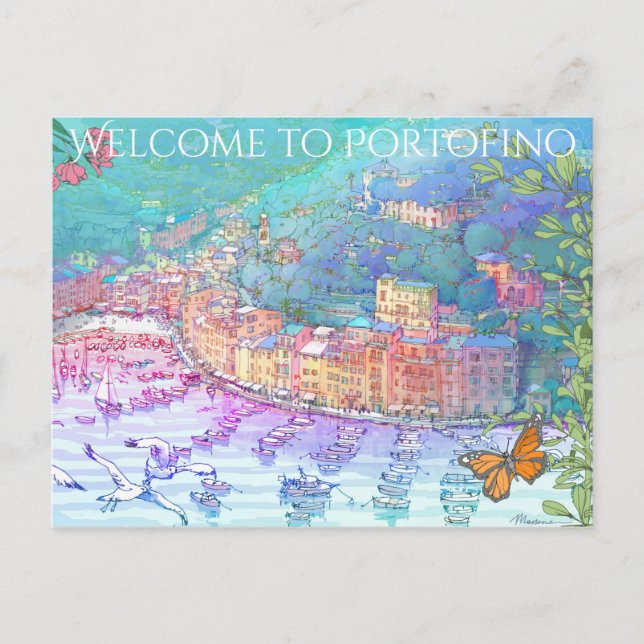 Postal Bienvenidos a portofino (Anverso)