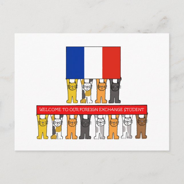Postal Bienvenidos a un estudiante francés de divisas (Anverso)
