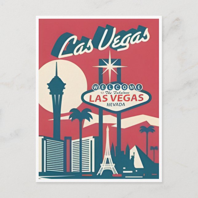 Postal bienvenidos a vintage Las Vegas Nevada (Anverso)