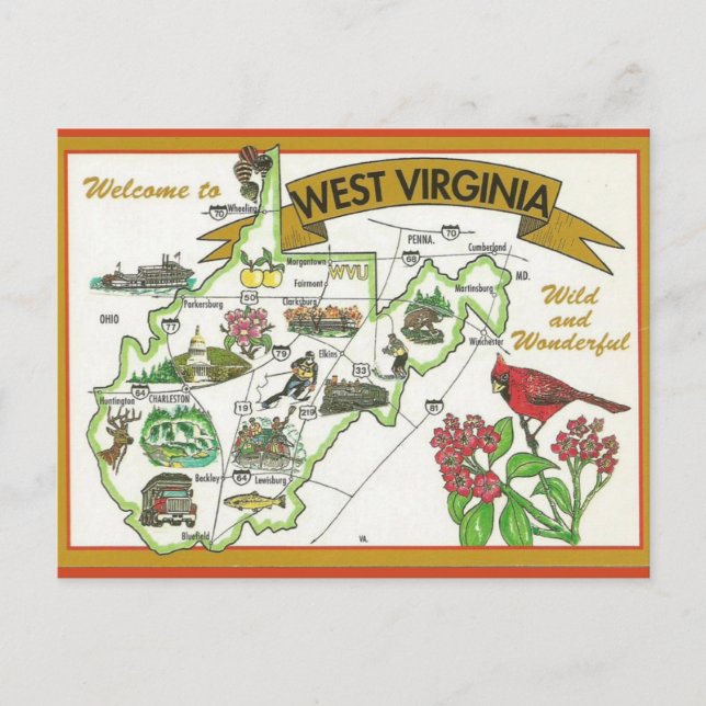 Postal Bienvenidos a Virginia Occidental (Anverso)