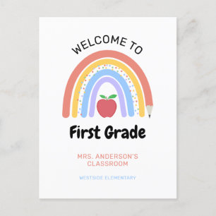 Postal Bienvenidos al arcoiris de 1er grado Pastel