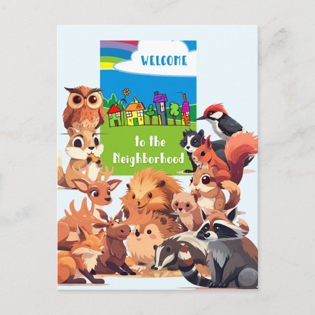 Postal Bienvenidos Al Barrio Animales Del Bosque  (Anverso)